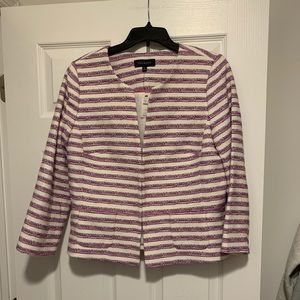 Talbots NWT Stripe Tweed Pink Ivory Blazer